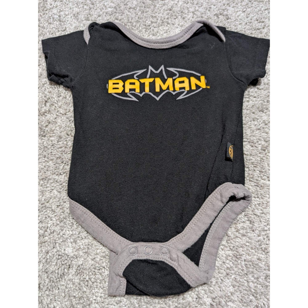 Baby Batman Logo Black‎ Gray Ringer Onesie 3 6 Months Cotton DC Comics